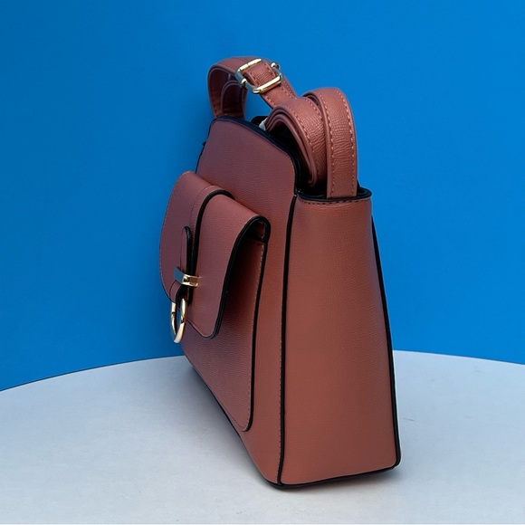 Terracotta color Vegan Leather Crossbody Bag Purse - Picture 3 of 7